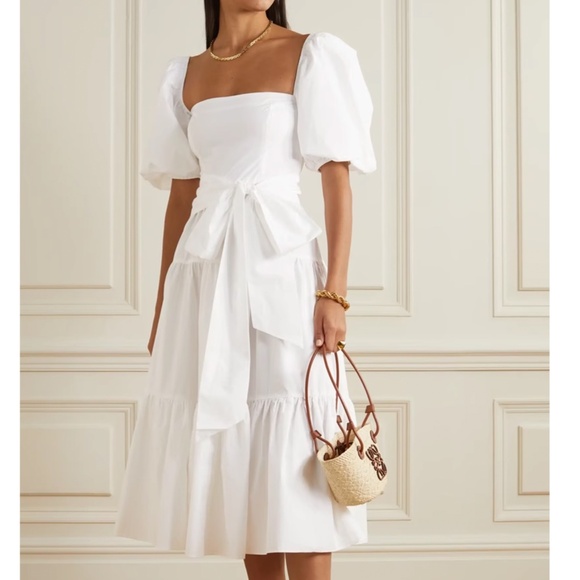 NEW Cara Cara Sydney Midi Cotton Dress - White Puff Sleeve Wedding Event - Picture 11 of 14